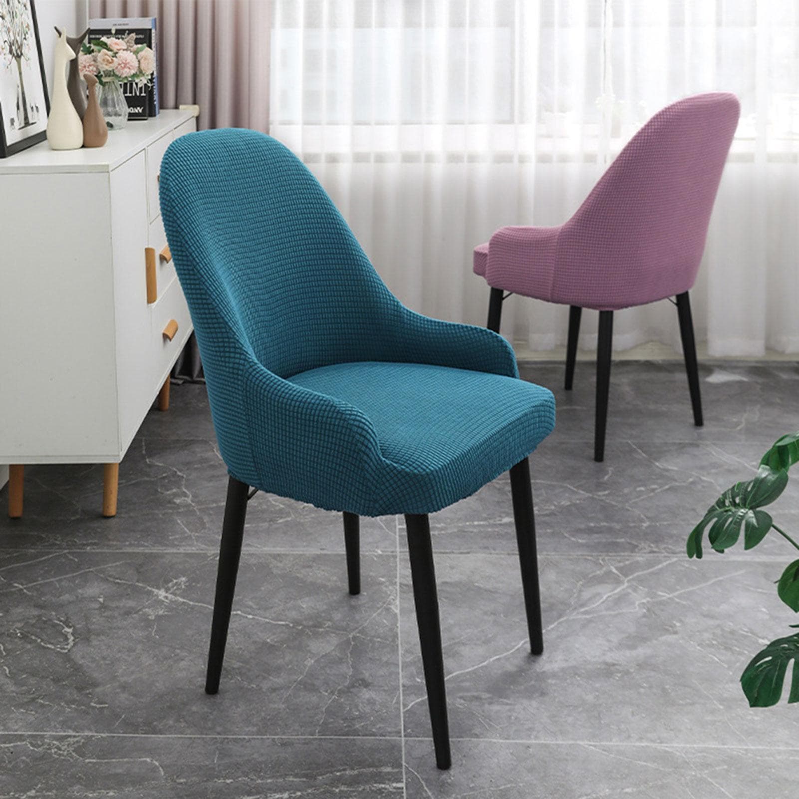 Silla Simple Curva Piña para el Hogar Cubre Silla Jacquard con Reposabrazos Cubre Silla Elástico a Prueba de Polvo Protector para Silla de Comedor