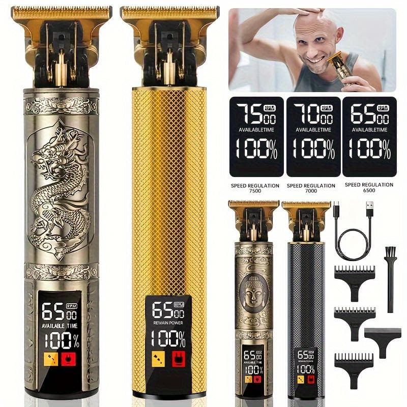 Kit Profesional de Cortapelos y Recortadoras Vintage, Set Recargable Inalámbrico para Corte de Pelo y Afeitado para Hombres, Recortadora de Barba Con