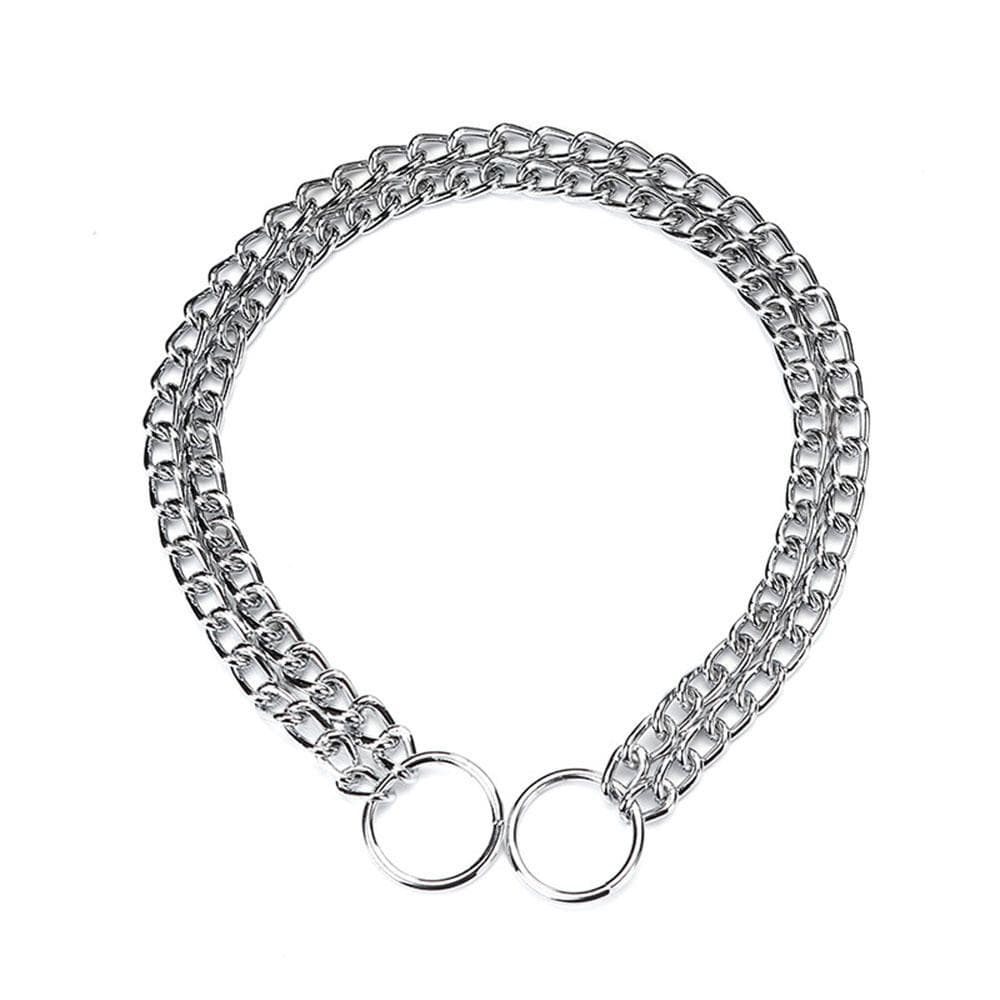 Collar de Estrangulamiento de Cadena para Entrenamiento de Perros Ajustable de Doble Fila Cadena de Acero Inoxidable Collar Deslizante Fuerte y Durade