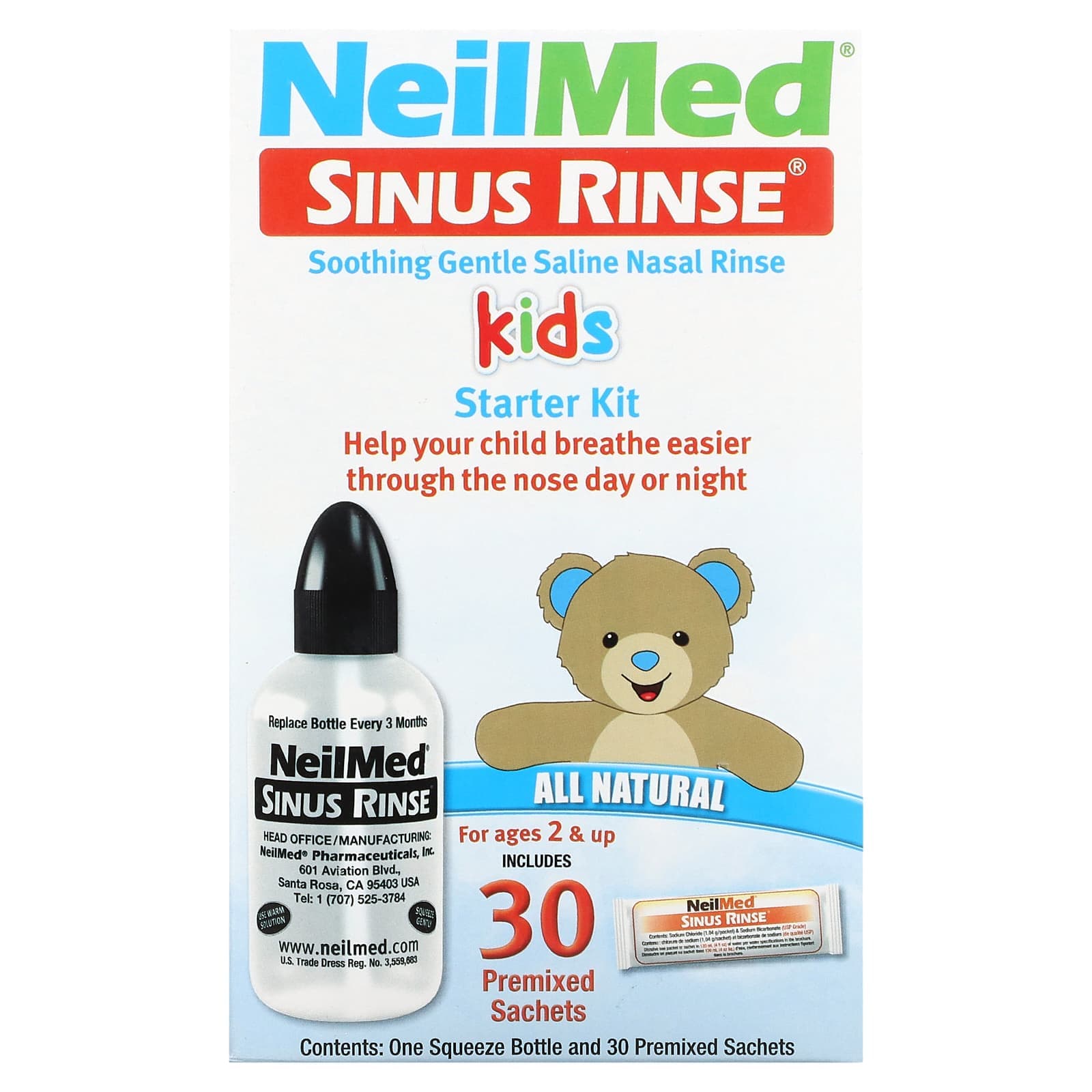 NeilMed, Kit de inicio para la limpieza sinusal infantil, a partir de los 2 años, 1 kit