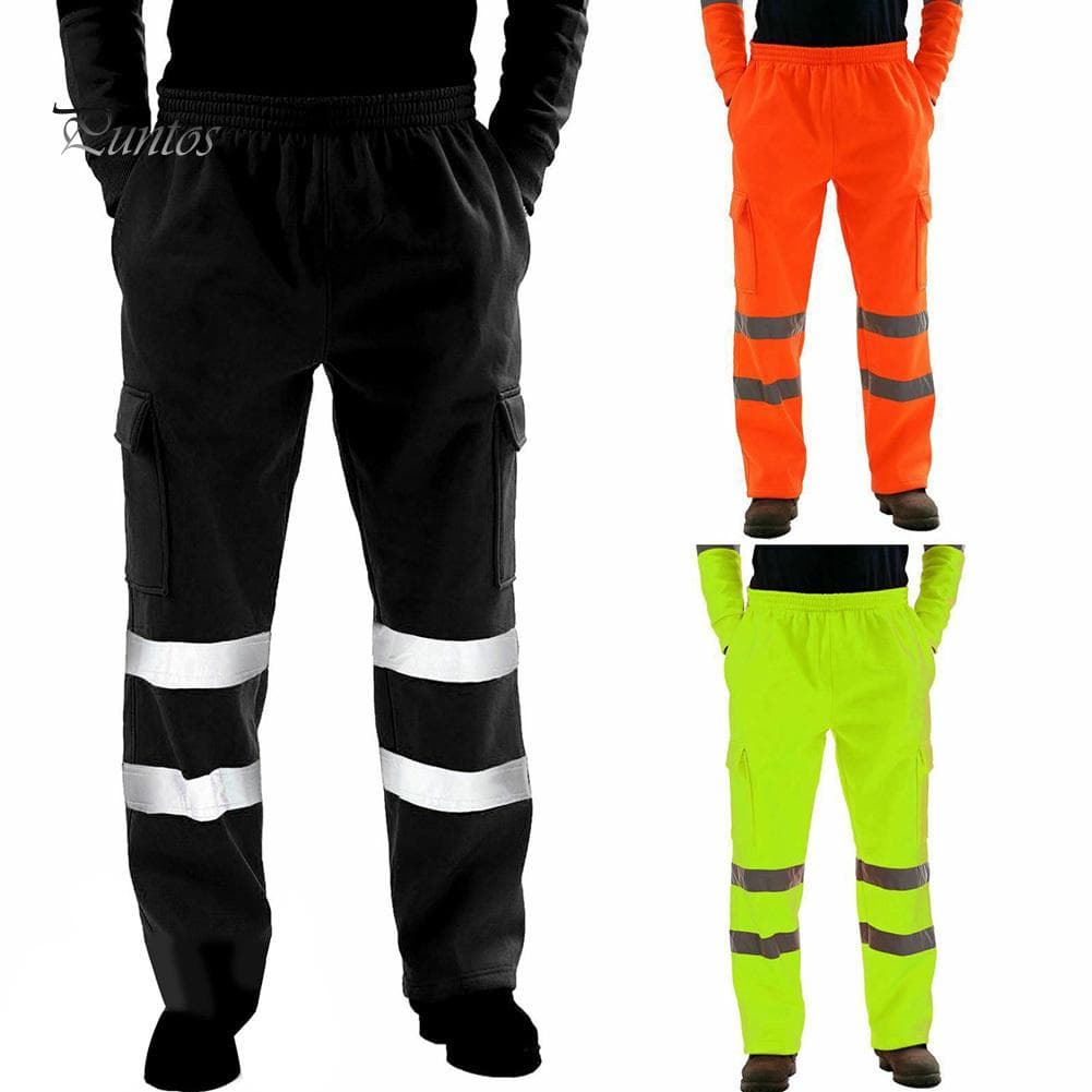 Puntos Pantalones de jogging de lana para hombre, informales, con tiras reflectantes, para trabajadores sanitarios verde