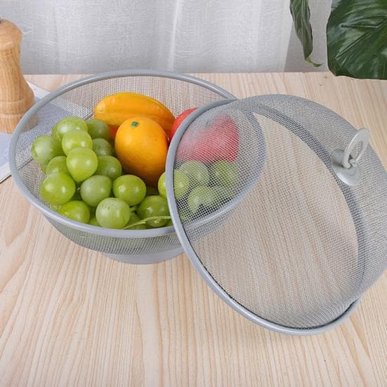 Cesta de Frutas de Malla de Gran Capacidad con Tapa Frutero a Prueba de Moscas Fácil de rojo rosa