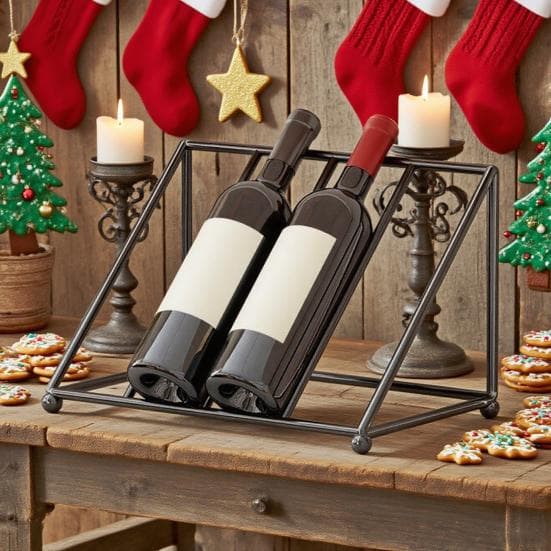 Botellero de Hierro Inclinado para 4-5 Botellas Organizador de Vino Moderno Minimalista para Recibidor Bar Gabinete Decoración negro