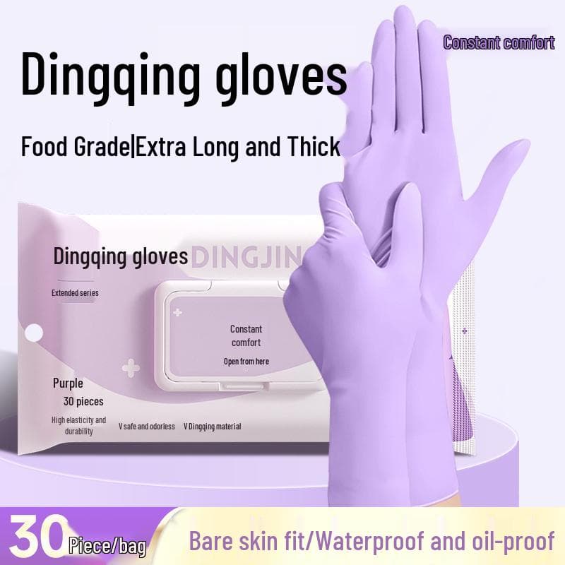 Guantes de Nitrilo Extra-Largos de Grado Alimentario: Desechable, Grueso, Duradero, Impermeable, Antideslizante para Limpieza Doméstica