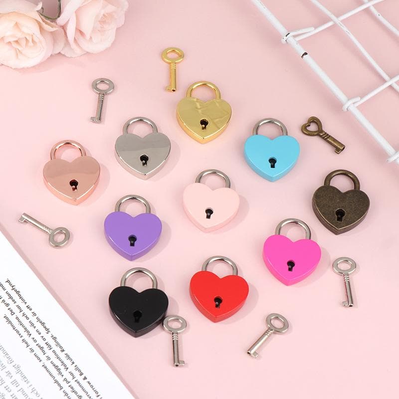 Candado en forma de corazón, cerraduras de Hardware para equipaje con cerradura para joyero, libro diario rojo