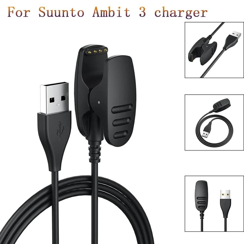 Cable Magnético Cargador USB Para Reloj Inteligente Suunto 5 Ambit 1 2 3 Carga Rápida Adaptador de Clip Reloj Spartan Trainer Wrist HR negro