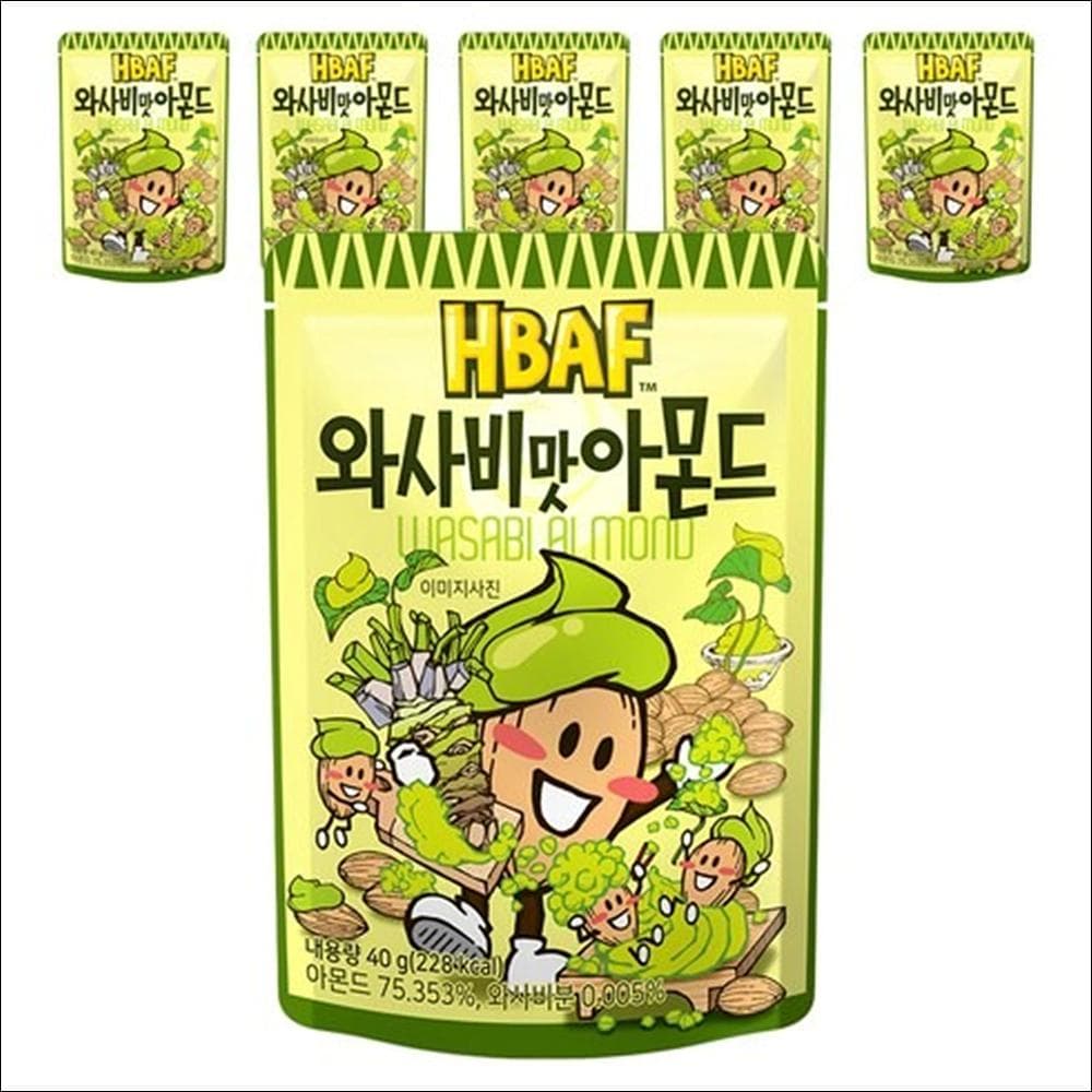 HBAF Wasabi Almendra (Almendras Tostadas Picantes y Saladas) 40g x 6 paquetes / 12 paquetes / 30 paquetes