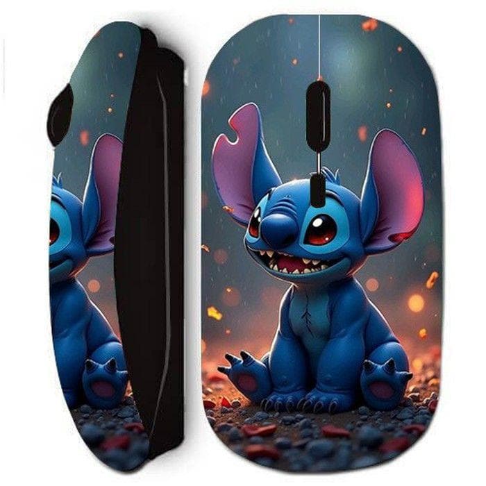 Ratón inalámbrico - Stitch - Negro - Diseño ergonómico - Estilo lindo - Óptico