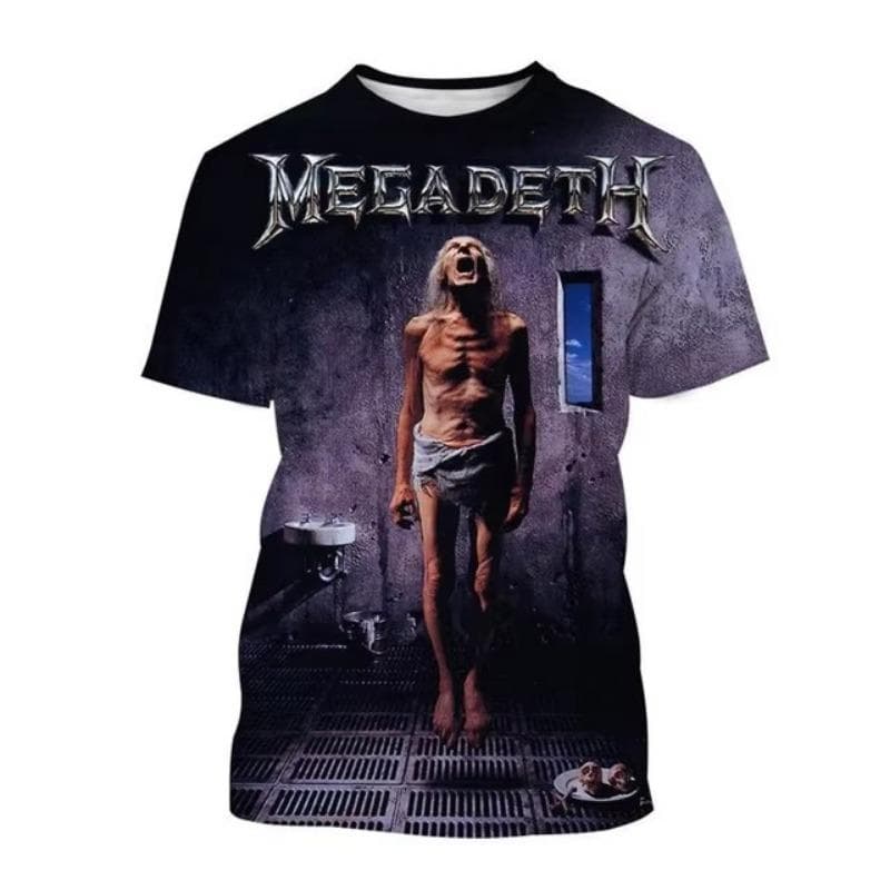 Camisetas con estampado 3D de Megadeth, camisetas casuales de moda para hombre, estilo rock, punk, divertidas, hip-pop, de manga corta. XL
