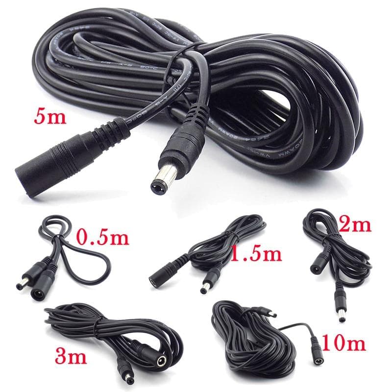 Cable de alimentación CC CCTV de enchufe hembra a macho, adaptador de cable de extensión de 12V, cables de alimentación de 5,5x2,1mm para cámara
