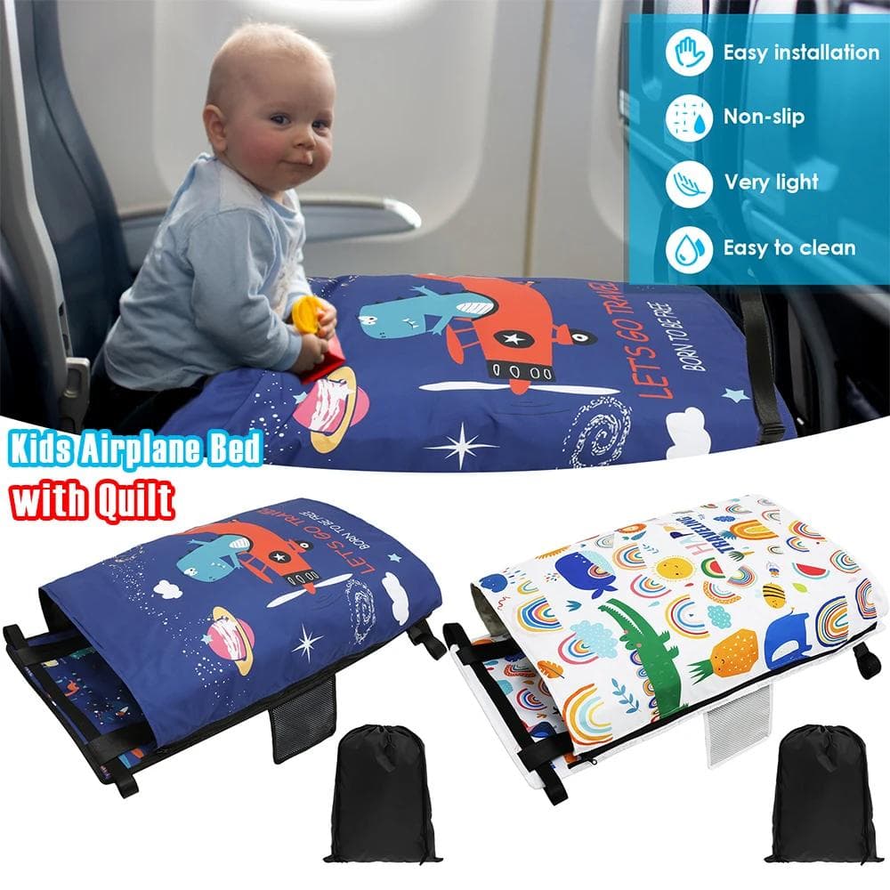 Cama de avión para viajes para niños pequeños con edredón Portátil para niños Pedales Camas Cómodo Asiento Extensor de hamaca de avión Espacio