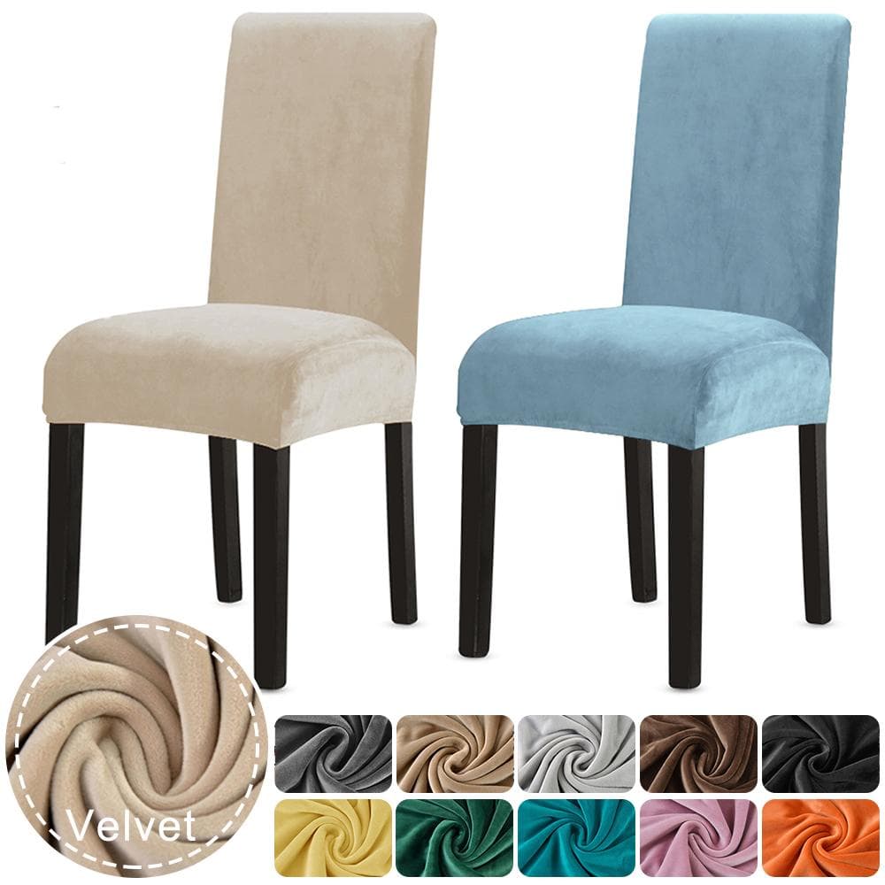 Fundas para sillas de terciopelo súper suave, funda para asiento de silla de comedor de alta elasticidad, funda de asiento de LICRA lisa para cocina