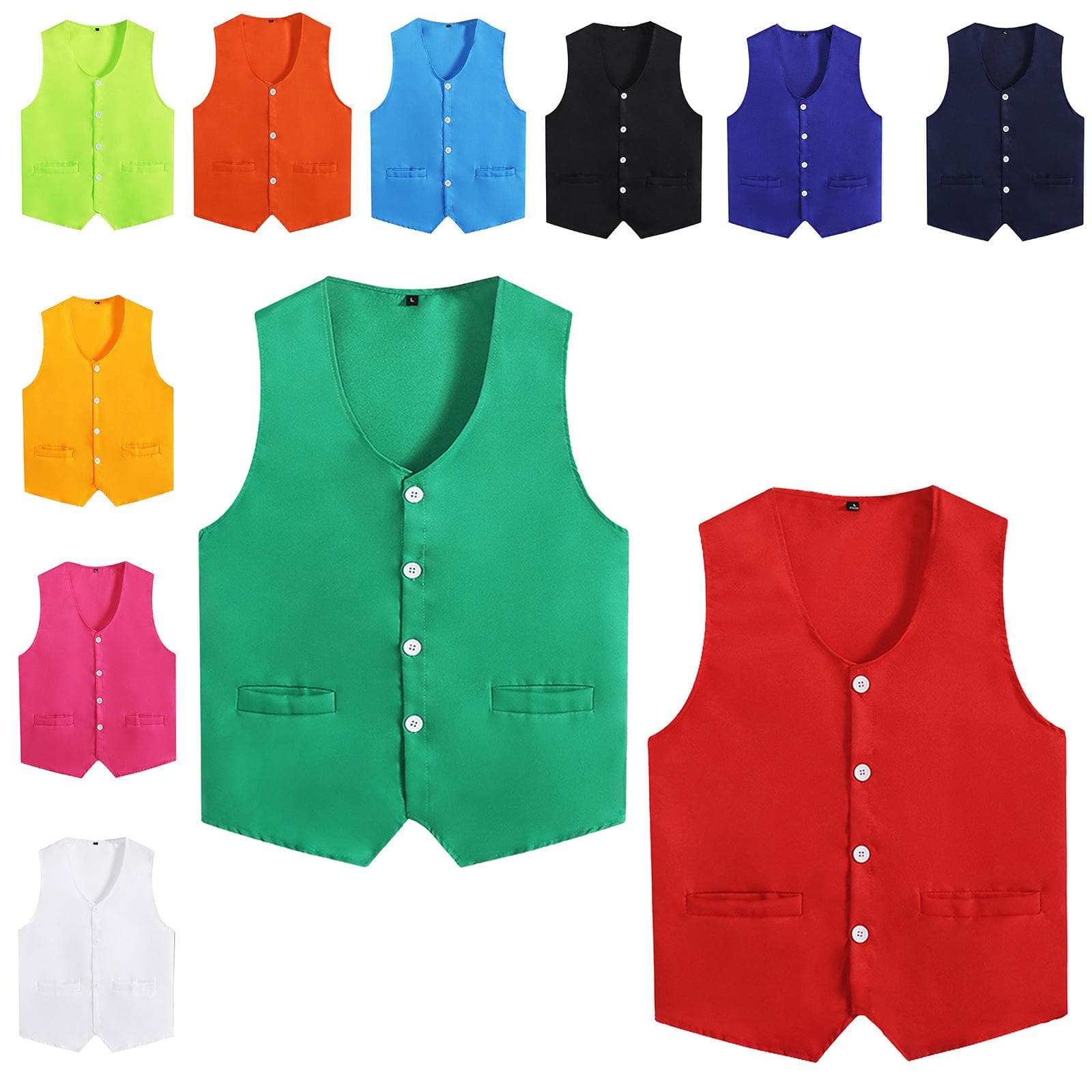 Chaleco de voluntario con botones para niños y niñas, de color liso, con cuello en V, sin mangas, con dobladillo irregular, uniforme para