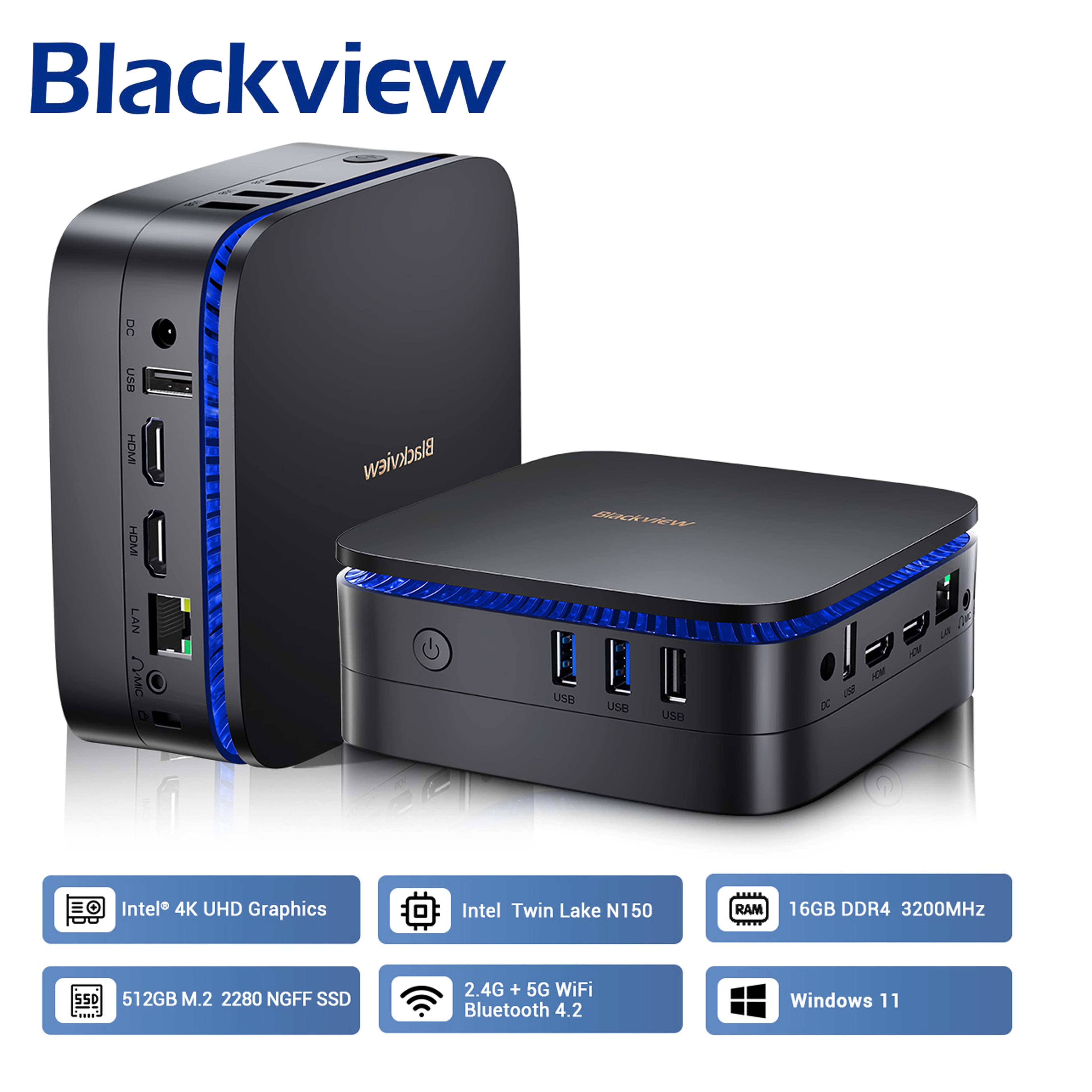 Blackview MP60 Windows 11 Pro 12ª Gen Intel' Alder Lake N150 16GB RAM 512GB SSD Ordenador de Escritorio para Gaming negro