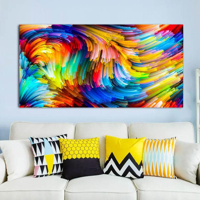 Nórdico abstracto colorido bloque línea lienzo pintura carteles e impresiones imágenes artísticas de pared moderna sala de estar decoración del