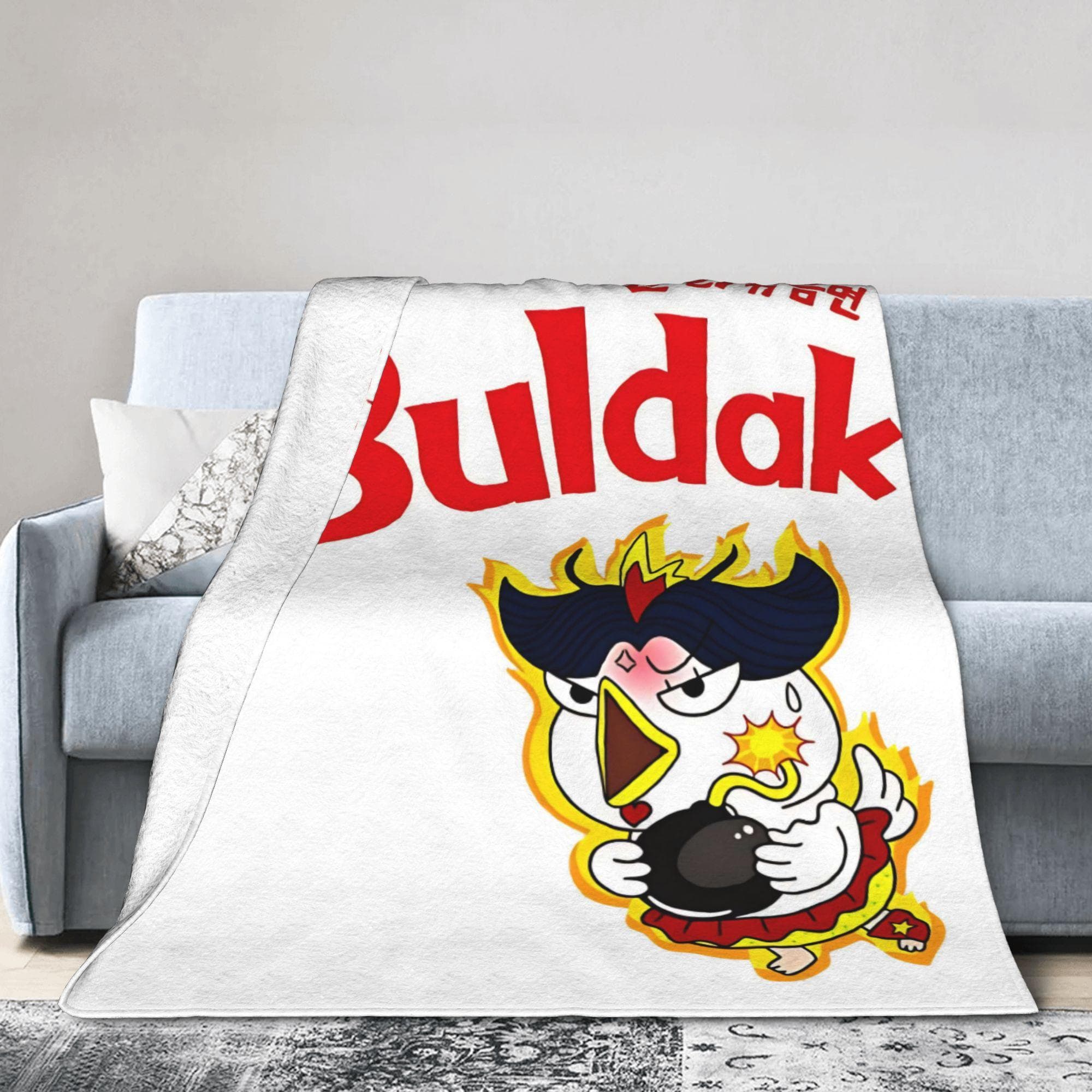 Mantas Suaves y Cálidas de Pollo Buldak Ramen para Niños y Adultos Manta de Felpa para Sofá Silla Divertida Cubre Cama de Franela Cubierta de Cama