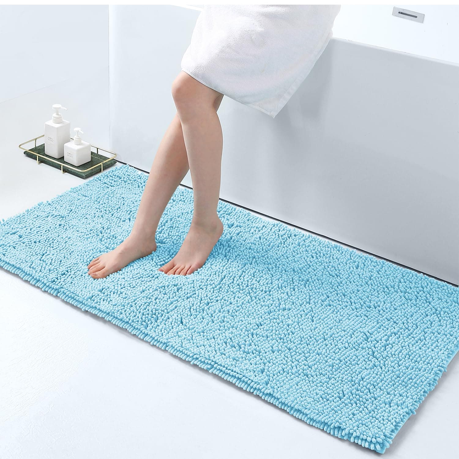Kitinjoy Chenille Alfombrillas de Baño Ducha Resistentes a la Suciedad y Absorbentes Alfombras para Casa Cocina Baño Lavable a Máquina Alfombras de