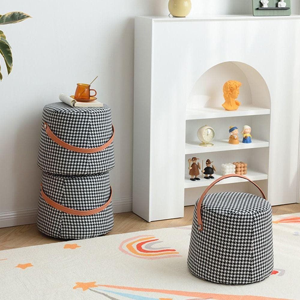 Puf Portátil de Pata de Gallo Tejido Nórdico Taburete Pequeño Otomana para Pasillo Pedal para Sala de Estar Otomana para Sofá Puf Creativo