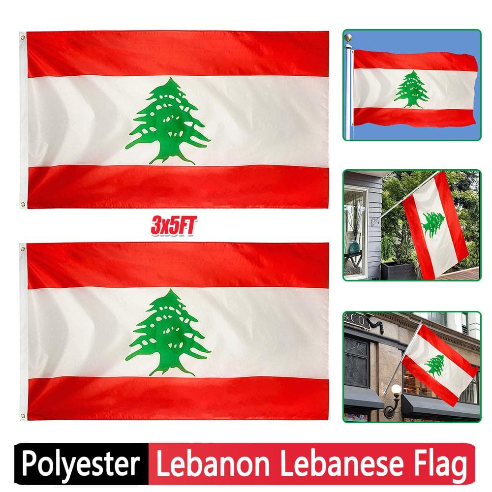 3x5 pies Creativo Pegatina para Coche Bandera Libanesa Poliéster Interior Exterior Bandera Colgante 90*150cm República del Líbano Bandera Lubnan