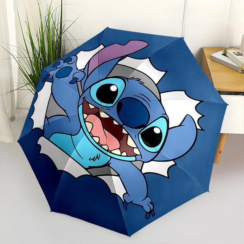Paraguas Automático de Apertura y Cierre de Dibujos Animados Stitch Adecuado para Todo Clima y Paraguas de Negocios, Paraguas Pequeño Plegable