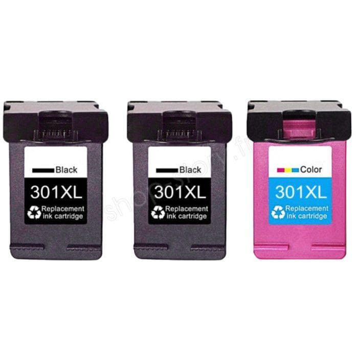 Cartuchos de tinta - SHOP-STORY - HP 301 XL - Pacote de 3 - Preto e Tricolor - Compatível com HP