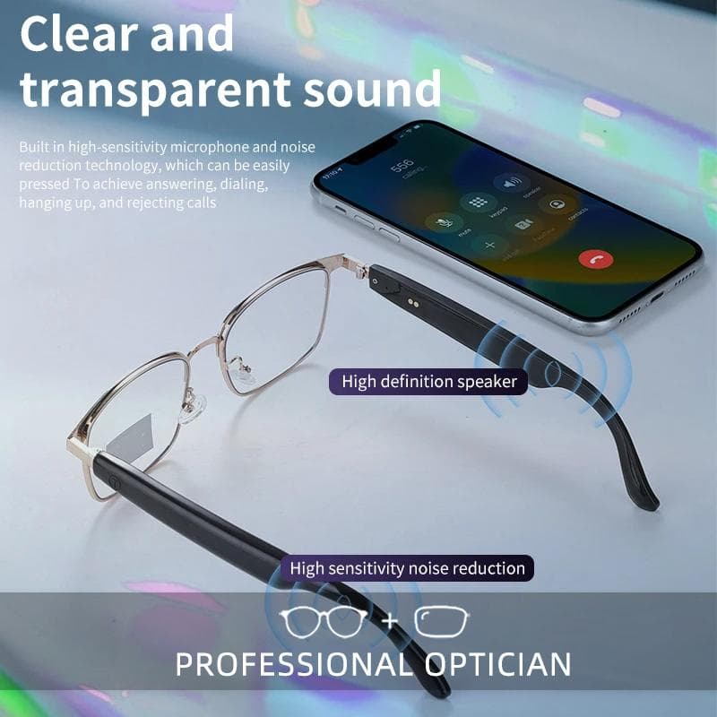 CLLOIO - Gafas inteligentes inalámbricas con Bluetooth para hombre y mujer, graduadas para miopía, fotocromáticas, antirayos azules, para leer
