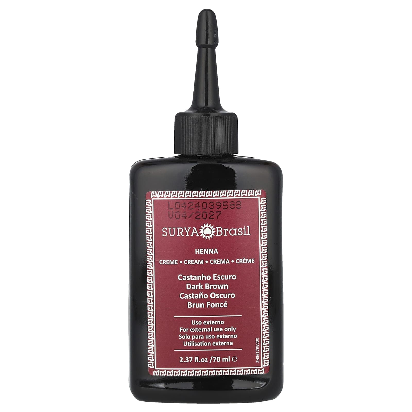 Surya Brasil, Crema de henna, colorante para cabello saludable de alto rendimiento para cubrir las canas, castaño oscuro, 2,37 fl oz (70 ml)