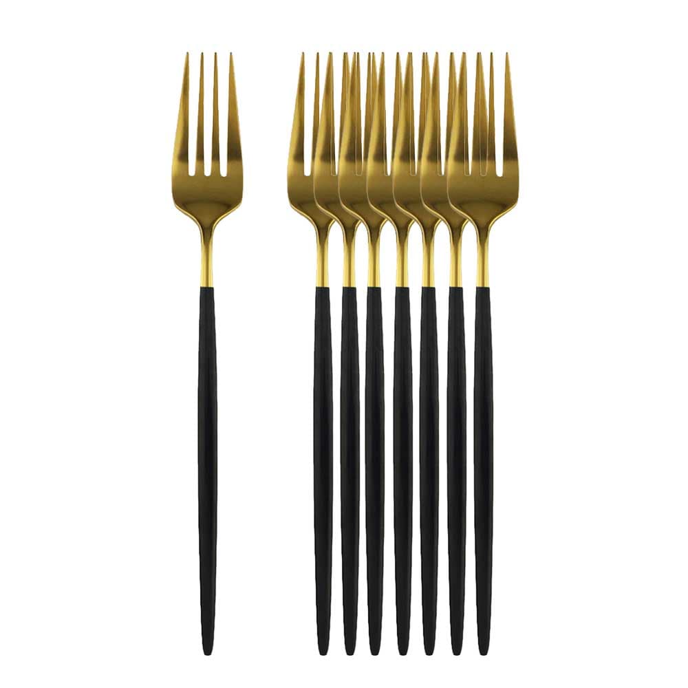 8/16 Uds. Tenedor de cena de oro negro vajilla cubiertos de acero inoxidable cubiertos de cocina dorados cubiertos negros plata/color rosa