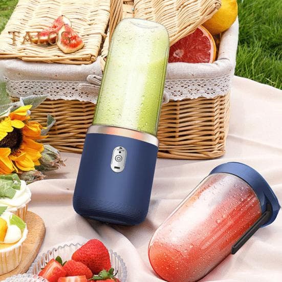 Licuadora portátil para jugos de frutas, 400 ml, gran capacidad, recargable, inalámbrica, sin BPA azul