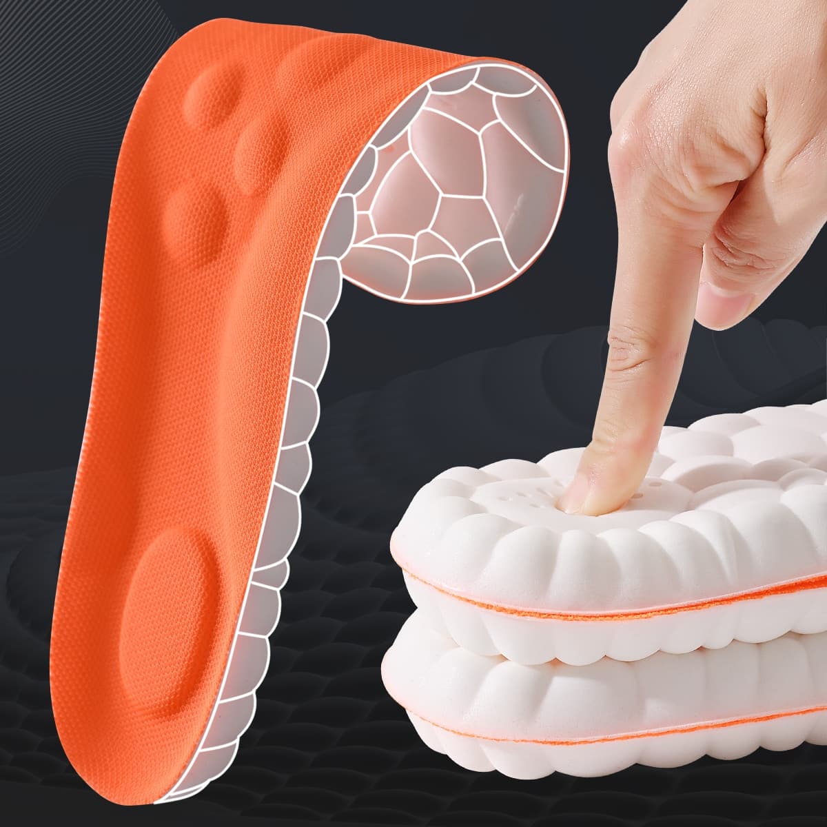 1 par de plantillas de látex de alta elasticidad con amortiguación y absorción de impactos, almohadillas para zapatos deportivos con soporte de