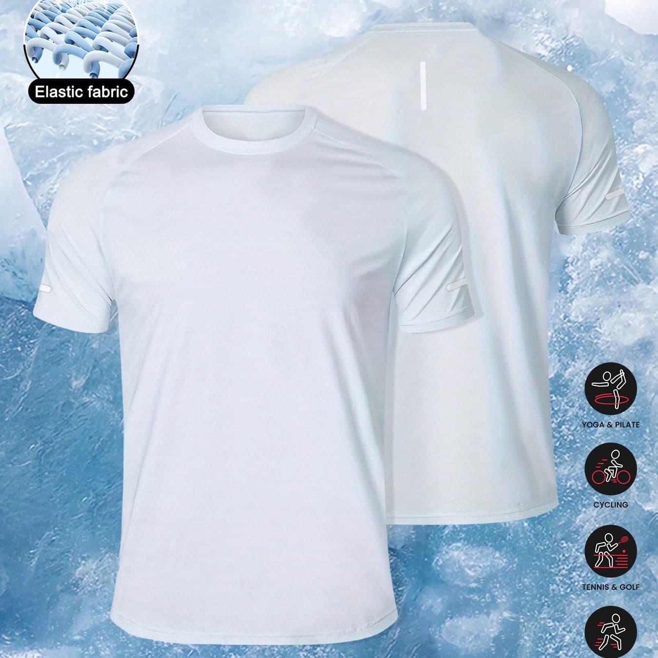 Camiseta deportiva de manga corta para hombres, ligera, transpirable y que absorbe la humedad, con estampado casual y rayas reflectantes, cuello