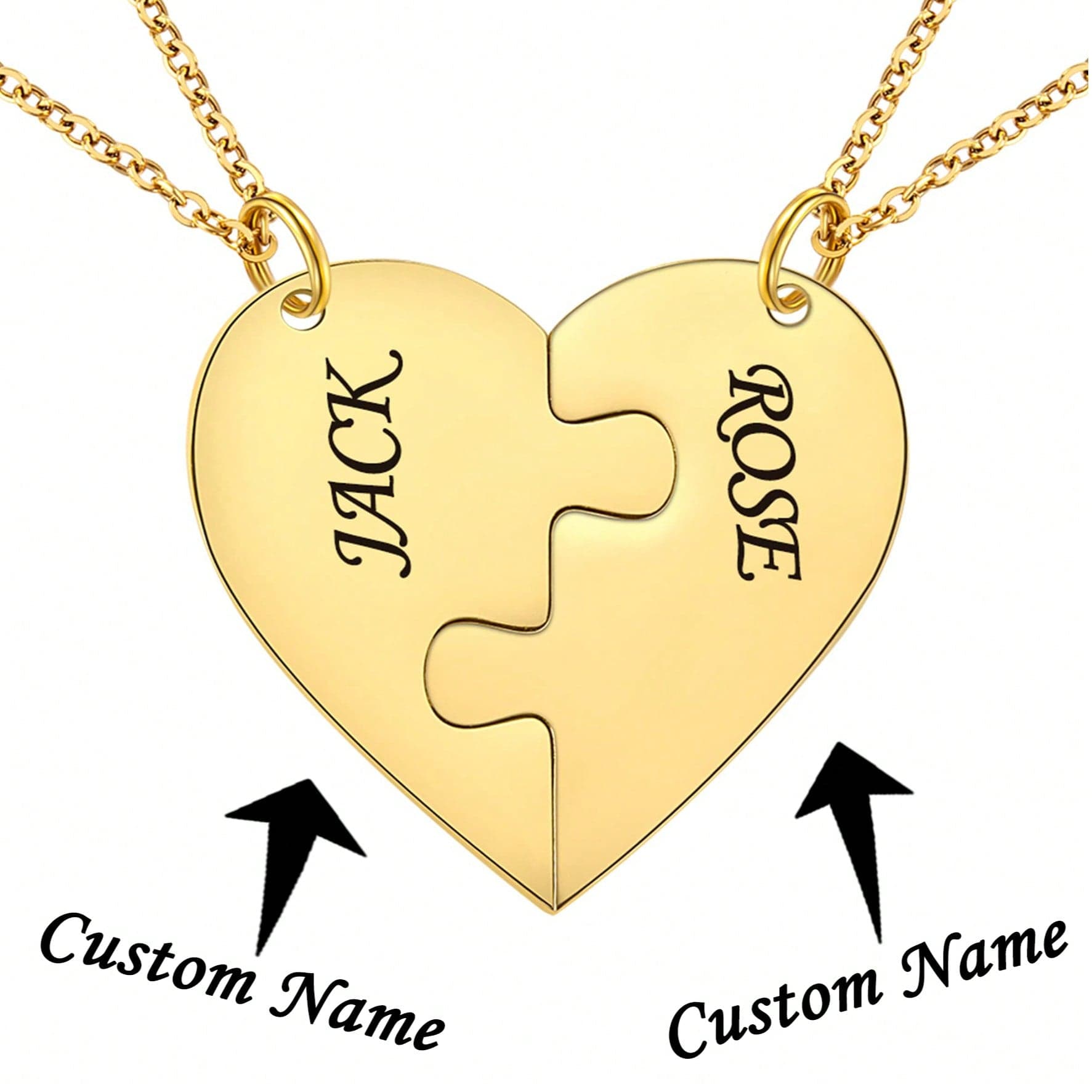 Collar con nombre grabado personalizado, colgante de rompecabezas de acero inoxidable, anillos de 2/3/4 corazones personalizables con nombre y fecha,