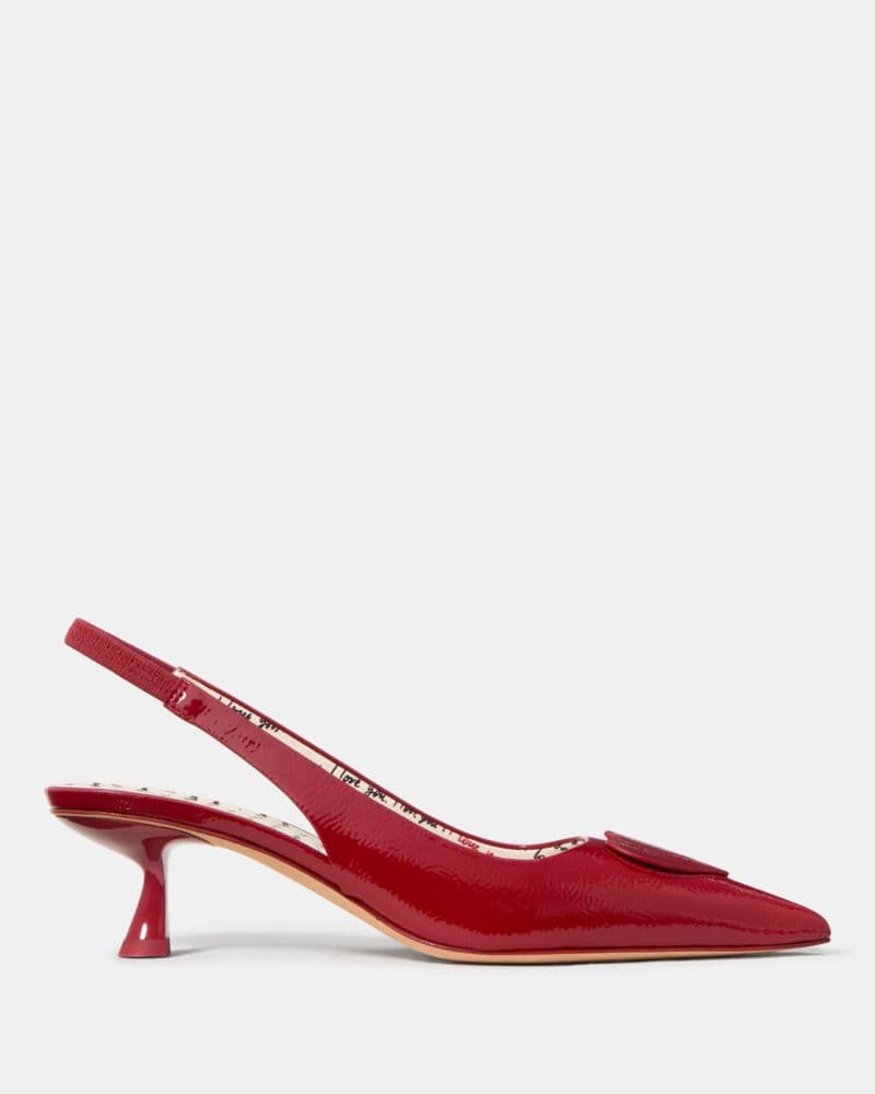 Kate Spade | Women's Heels Lover Slingback Kitten Heel in Dark Scarlet/Red, Size 6