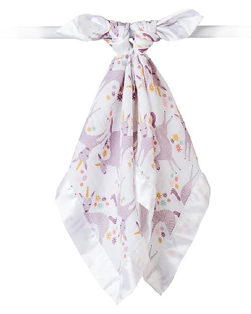 Copertina Morbida Security 40 x 40 cm, Unicorni - 100% Cotone - Pacco Lulujo Baby