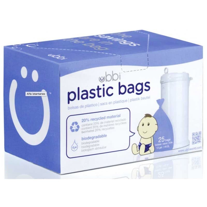 Bolsas de plástico para contenedor de pañales UBBI 25 piezas