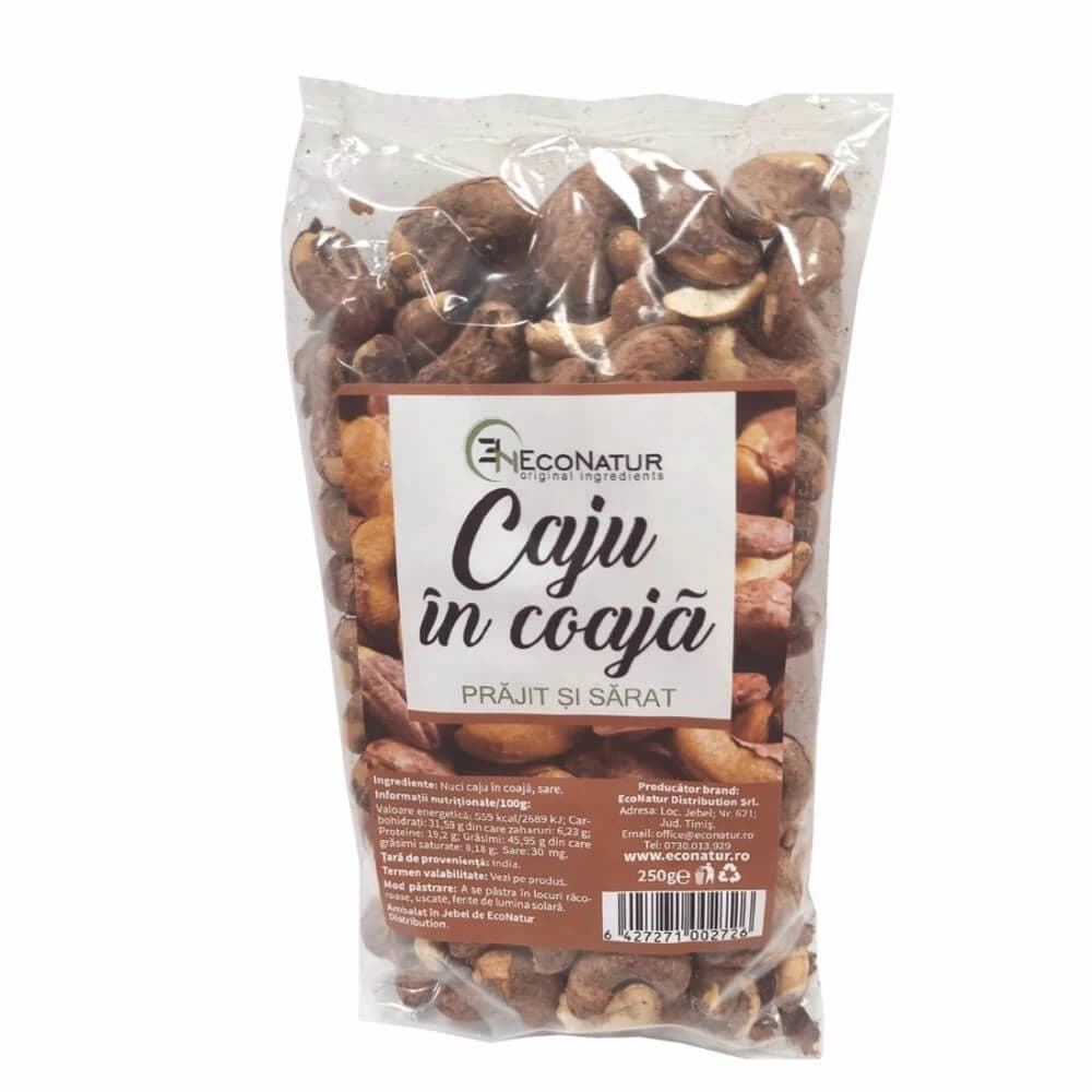 Anacardos con cáscara fritos y salados, 250 gr, EcoNatur