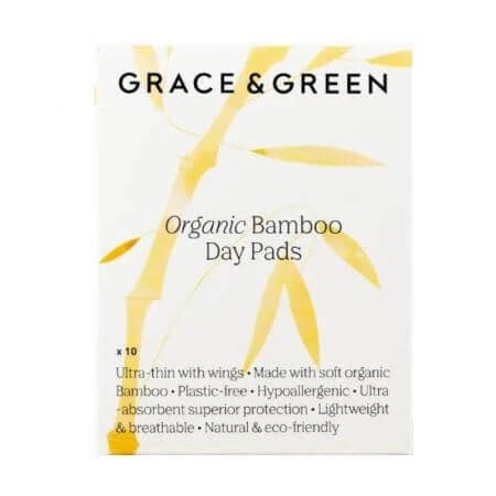 Compresas de día de bambú ecológico, 10 unidades, Grace and Green