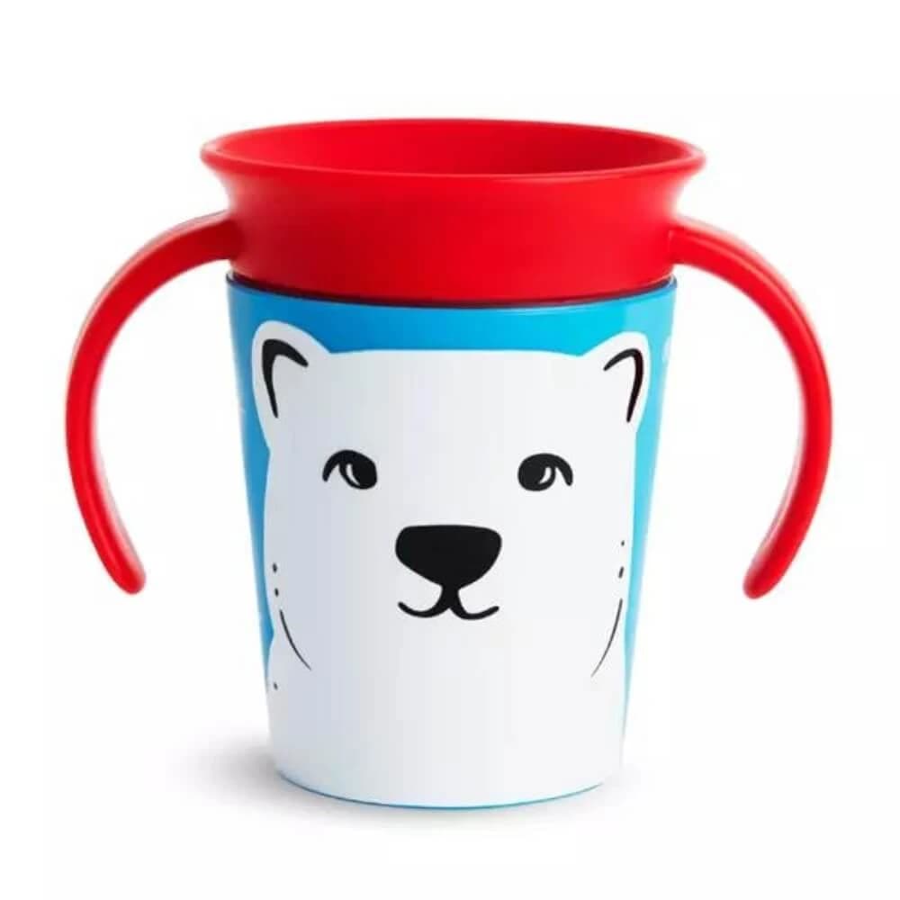 Taza de entrenamiento Miracle 360 Wildlove con asas, +6 meses, Polar Bear, 177 ml, Munchkin
