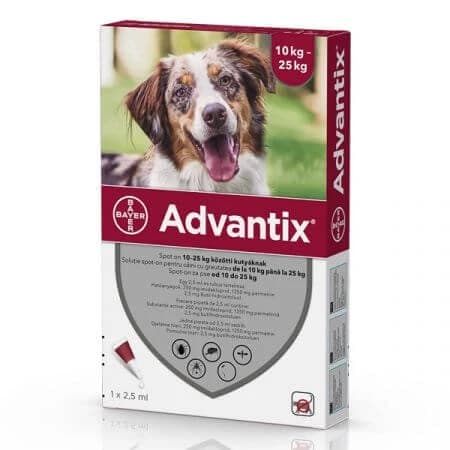Spot-on Advantix 250 Solución antiparasitaria para perros, 1 pipeta, Bayer Vet OTC