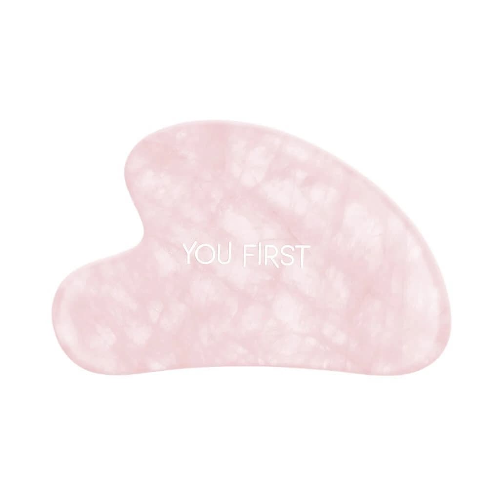 Piedra natural Gua Sha para masaje facial en Cuarzo Rosa, 1 pieza, Usted Primero