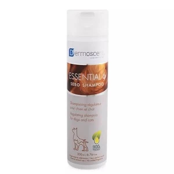 Champú seborregulador para el tratamiento de trastornos querato-seborreicos en perros y gatos Essential 6 Sebo Champú Perros&amp;Gatos, 200 ml,