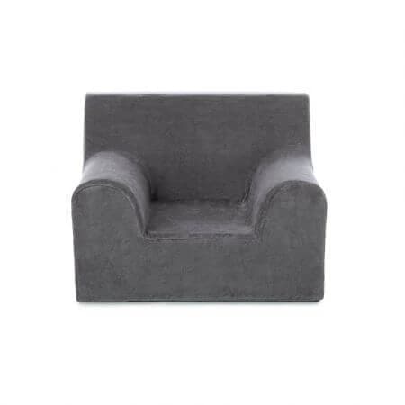 Sillón de terciopelo para niños, Gris, Twindeco