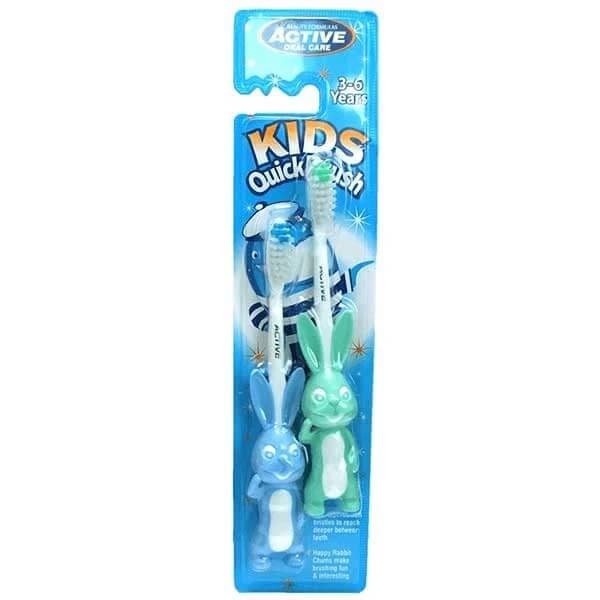 Beauty Formulas, Active Oral Care, cepillo de dientes infantil, Kids Quick, conejo, 3-6 años, 2 piezas