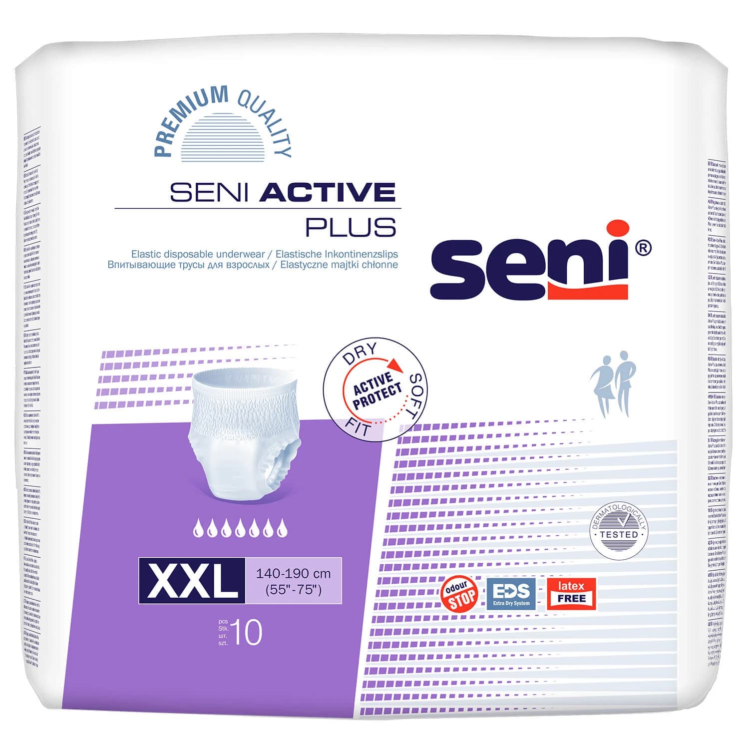 Seni Active Plus, bragas absorbentes, XXL, 140-190 cm, 10 unidades