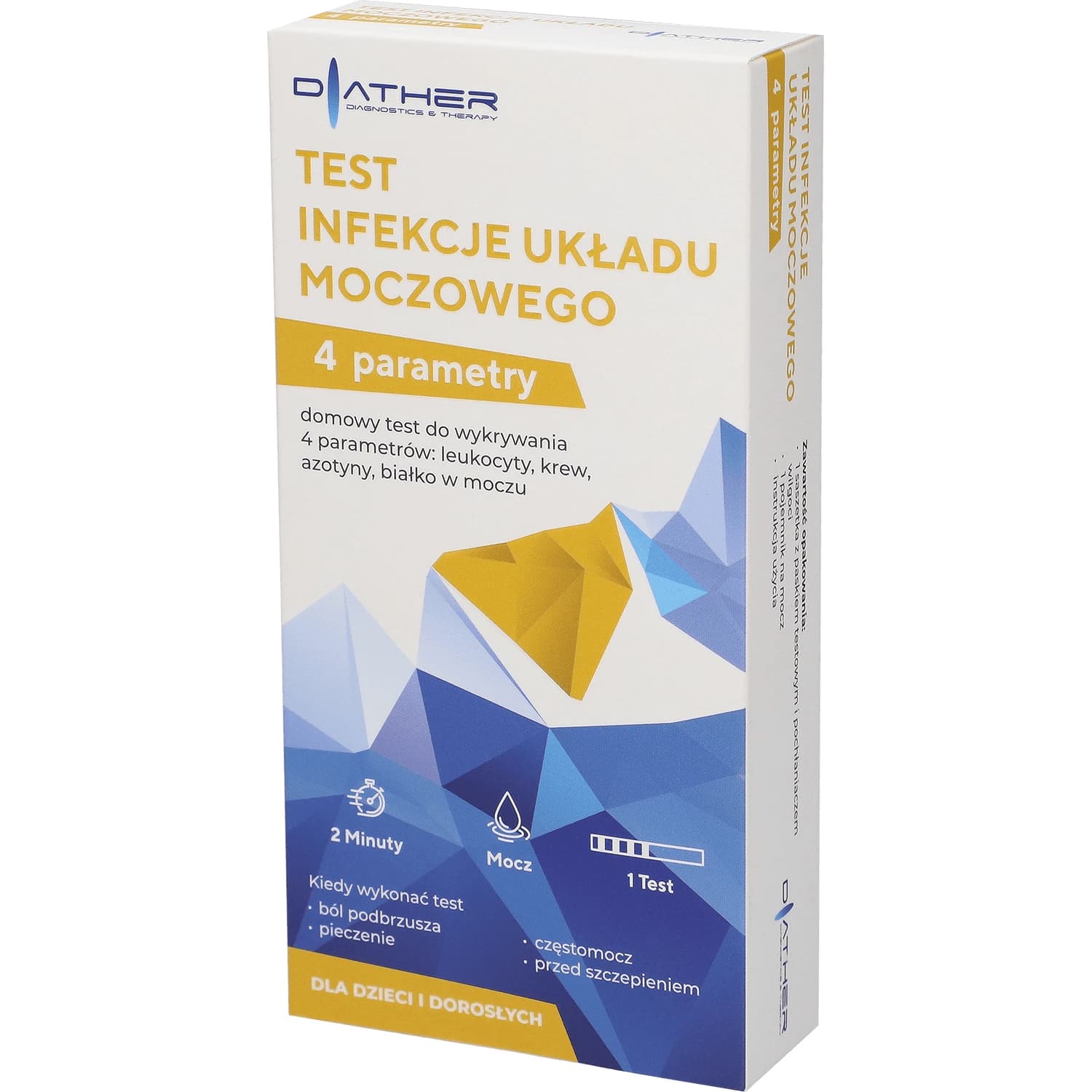 Diather Test Infecciones del tracto urinario, prueba casera para detectar leucocitos, sangre, nitritos y proteínas en la orina, para niños y