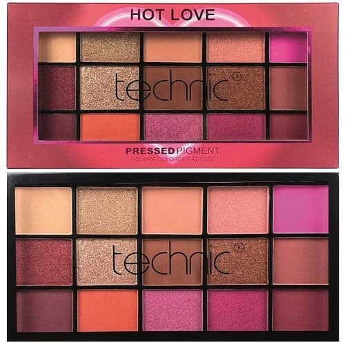 Paleta de sombras de ojos, Technic, Hot Love, 15 colores