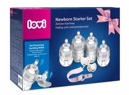 Lovi set canastilla 4 biberones + 2 tetinas + lazo Baby Shower Niña 0359