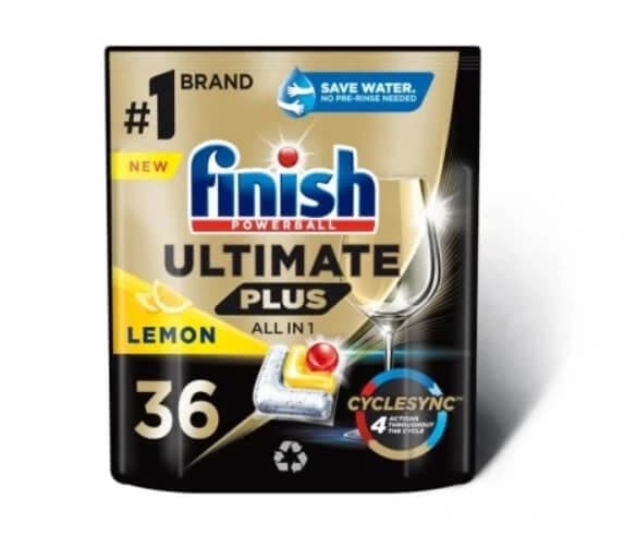Finish Ultimate Plus Powerball AiO cápsulas lavavajillas de limón 36 unidades