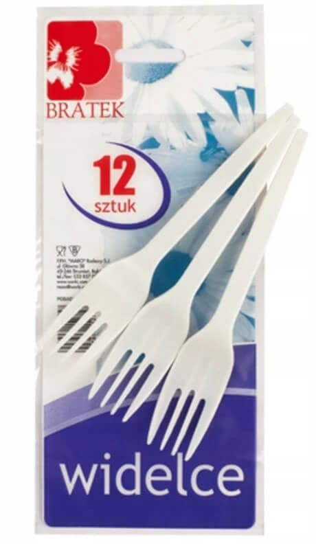Bratek, Tenedores de plástico desechables, 12 piezas