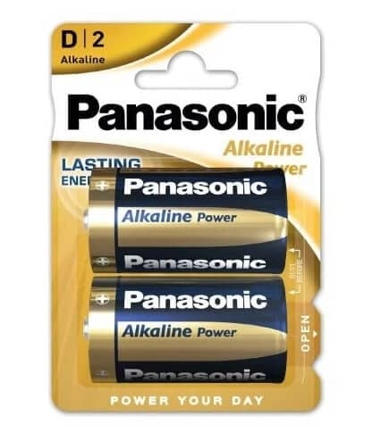 Pila alcalina Panasonic D2, 2 unidades